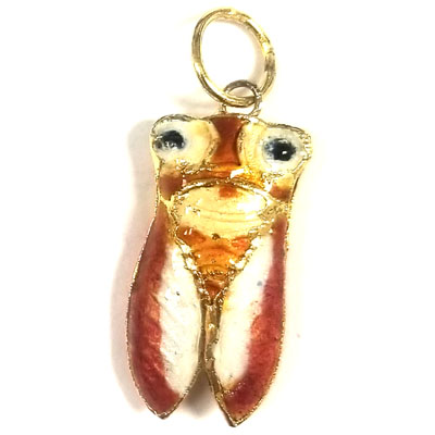 ENAMEL CICADA 13X29MM ORANGE